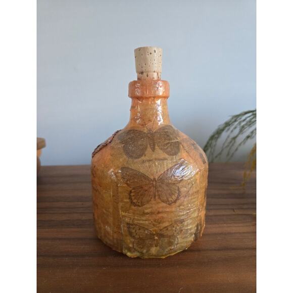 Handmade Papier Mache Covered Glass Decorative Bottle - Picture 8 of 8